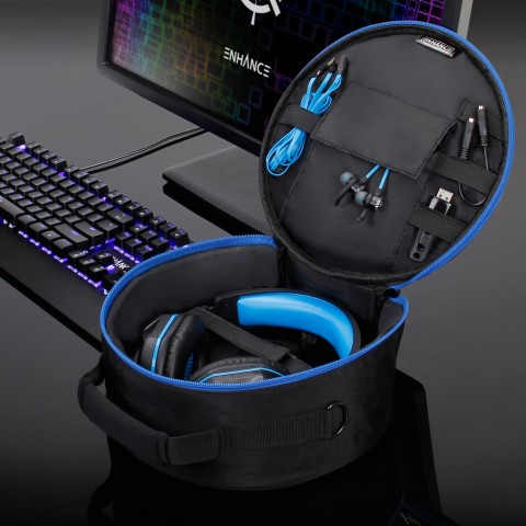 ENHANCE Gaming Headset Case for Wired & Bluetooth Wireless Headphones - Blue