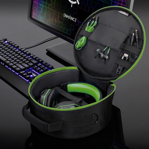 ENHANCE Gaming Headset Case for Wired & Bluetooth Wireless Headphones - Green