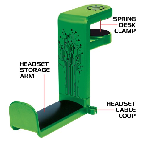 Gaming Headset Holder Hanger Mount by ENHANCE - Adjustable Under Desk Design - Green