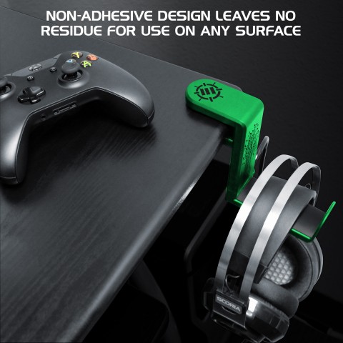 Gaming Headset Holder Hanger Mount by ENHANCE - Adjustable Under Desk Design - Green