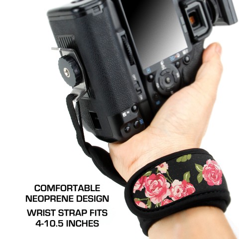 Stabilizing Neoprene Dual Grip Camera Strap with Metal Attachment by USA Gear - Black