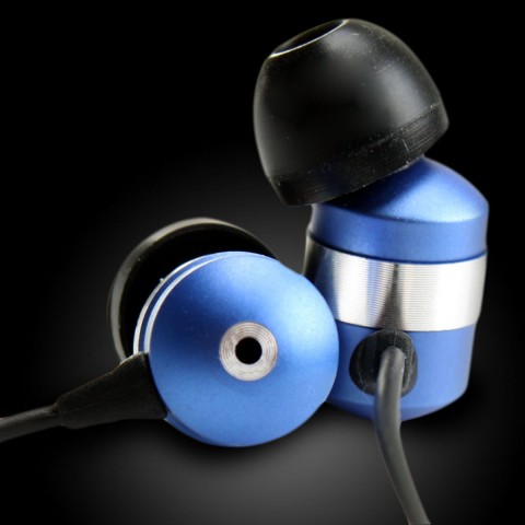 GOgroove AudiOHM HF Noise Isolating Earphone Headset with Built-in Microphone - Blue