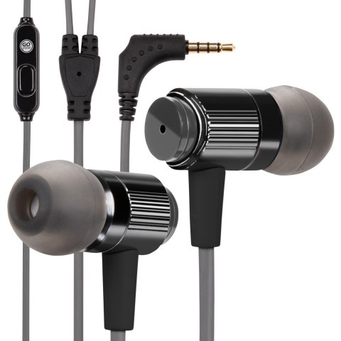 GOgroove Earbuds - Heavy Duty Headphones with Reinforced Cable & Microphone - Black