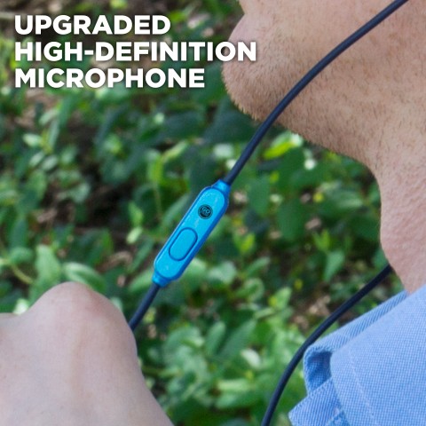 Rugged Ergonomic Headphones with Handsfree Mic and Lifetime Warranty - Blue