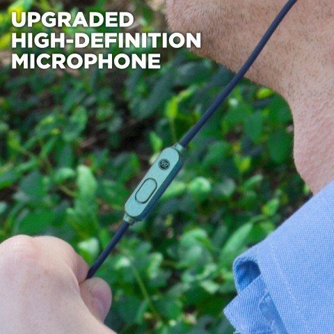 Ultra-Durable In-Ear Headphones with Mic , Soft Gel Earbuds & Lifetime Warranty - Army Green