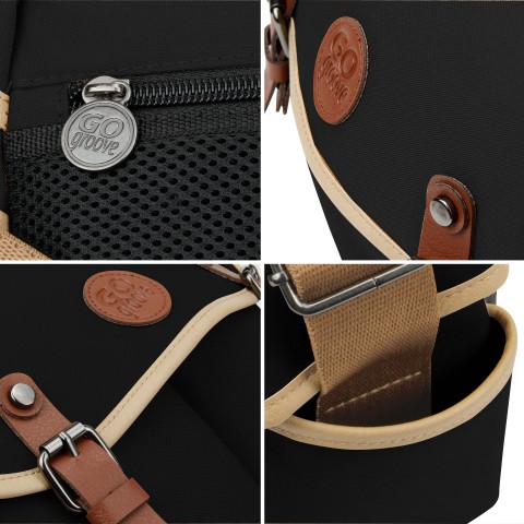 DSLR Camera Messenger Bag for DSLR w/ Seven Accessory Pockets & Adjustable Strap - Black