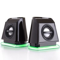 Computer Speakers with Green LED Accents, USB Connection and Passive Subwoofer - Green