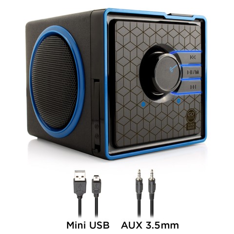 GOgroove SonaVERSE BX Portable Speaker with USB Drive MP3 Playback & 3.5mm AUX - Wired - Blue