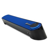 Computer Sound Bar Speaker (Blue) with Easy Access Headphone & Mic Jacks - Black