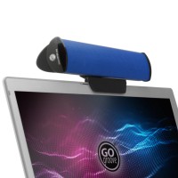 GOgroove USB Laptop Computer Speaker with Clip-On Portable Soundbar Design - Blue