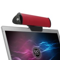 GOgroove USB Laptop Computer Speaker with Clip-On Portable Soundbar Design - Red