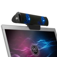 GOgroove LED Laptop Computer Speaker with Clip-On Portable Soundbar Design - Blue