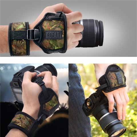 Professional Digital Film DSLR Camera Hand Grip Strap with Metal Plate - Camo Woods