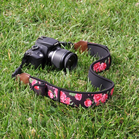 Camera Neck Strap with Accessory Storage Pockets - Floral