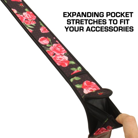 Camera Neck Strap with Accessory Storage Pockets - Floral