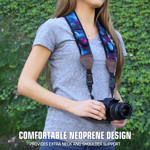 Adjustable Camera Strap w/ Cushioned Neoprene & Storage Pockets - Galaxy