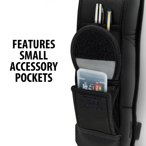 DSLR Camera Shoulder Strap Sling with Accessory Pockets & Underarm Support - Black