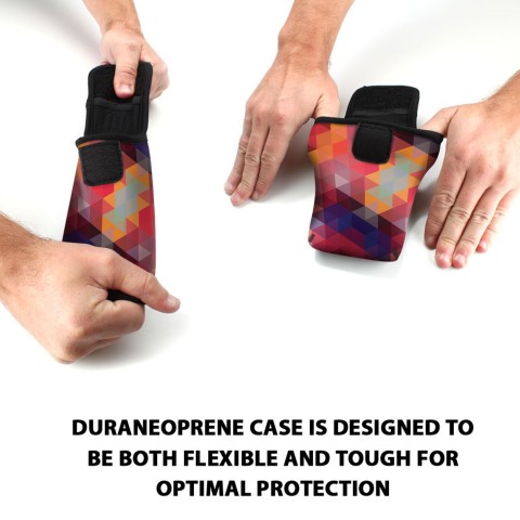 Portable Handheld Radio Case w/ Carrying Carabiner Clip & Belt Loop - Geometric