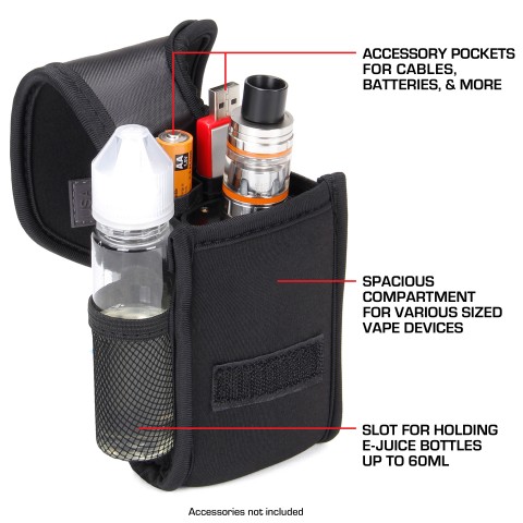USA Gear Vape Case & Vaporizer Pen Carrying Holster for Box Mods & Tanks - Black