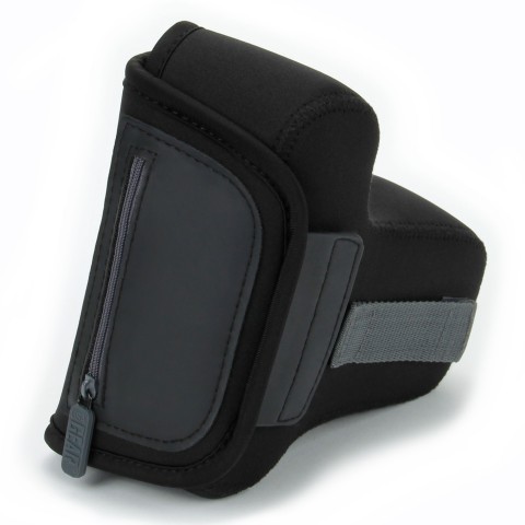 DSLR Camera Sleeve Case with Accessory Storage & Strap Openings - Black