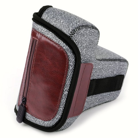 DSLR Camera Sleeve Case with Accessory Storage & Strap Openings - Grey Woven