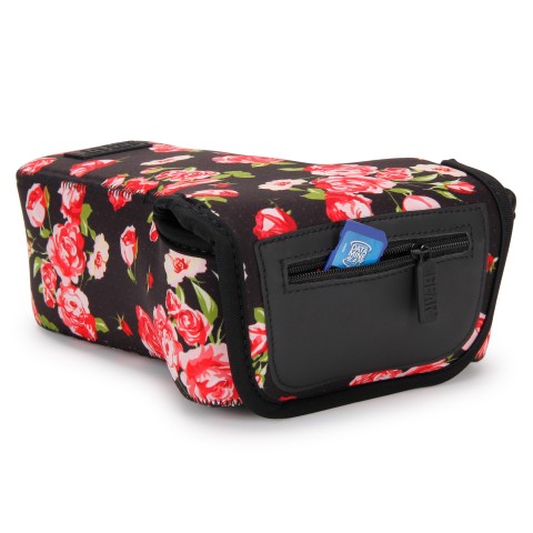 DSLR Camera and Zoom Lens Sleeve Case with Accessory Storage & Strap Openings - Floral