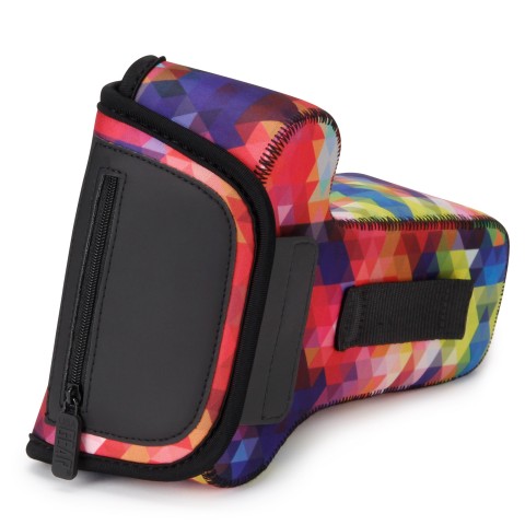 DSLR Camera and Zoom Lens Sleeve Case with Accessory Storage & Strap Openings - Geometric