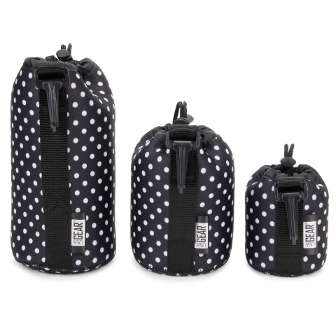 FlexARMOR 3-Pack Protective Neoprene Lens Pouch Cases in Small, Medium and Large - Polka Dot