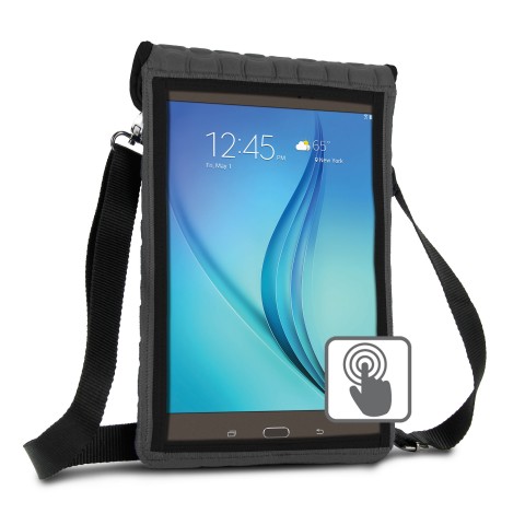 Neoprene Tablet Sleeve with Screen Protector & Adjustable Shoulder Strap (Grey) - Gray