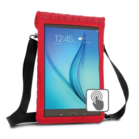 Neoprene Tablet Sleeve with Screen Protector & Adjustable Shoulder Strap (Red) - Red