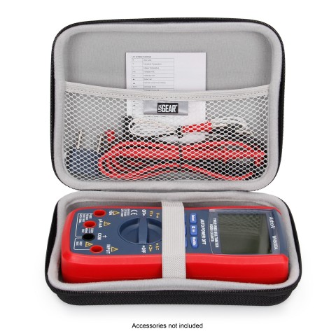 Hard Protective Digital Multimeter Travel Case with Storage for Probes and Leads - Black