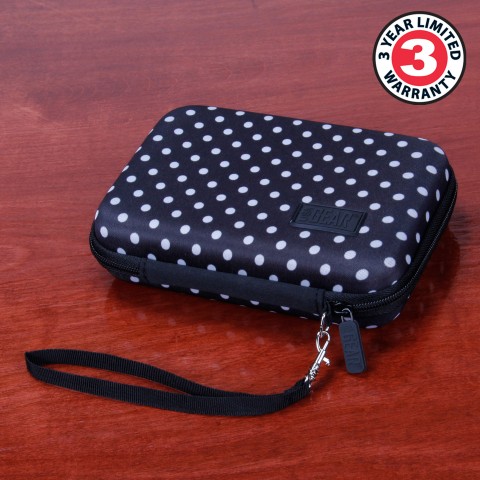 Protective Hard Shell Electronics Carrying Case with Accessory Pocket - Polka Dot