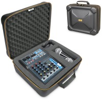 USA GEAR Hard Shell Mixer Case Compatible with Pyle Mixer, Microphones, and More - Black