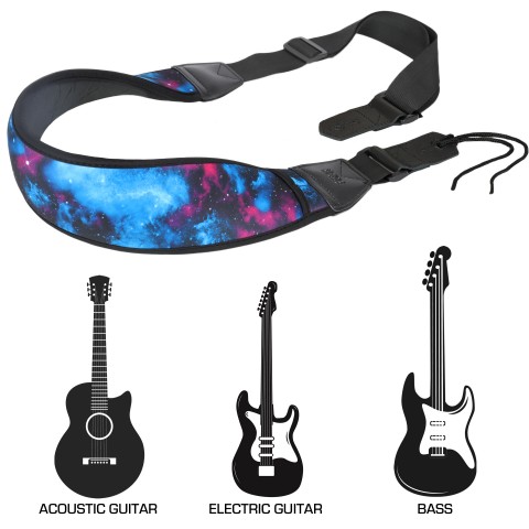 Premium Guitar Strap with Comfortable 3 Inch Wide Memory Foam Padding - Galaxy
