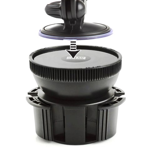 USA Gear Universal Adjustable Vehicle Cup Holder Adapter w/Suction Mount Surface - Black
