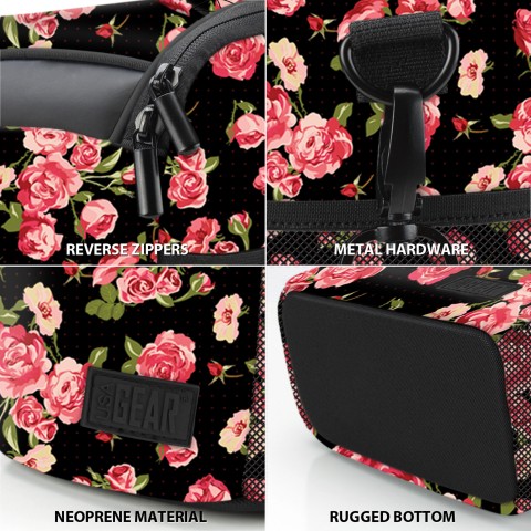 Durable Protective Bridge Camera Bag with Protective Neoprene Material and Adjustable Dividers - Floral