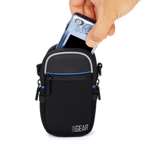 Compact Camera Bag with Waterproof Rain Cover , Belt Loop & Shoulder Strap Sling - Black