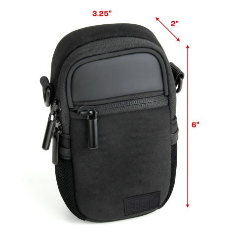 Compact Camera Bag with Waterproof Rain Cover , Belt Loop & Shoulder Strap Sling - Blackout