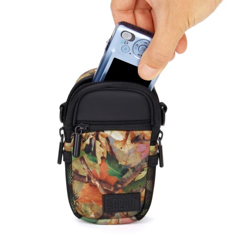 Compact Camera Bag with Waterproof Rain Cover , Belt Loop & Shoulder Strap Sling - Camo Woods