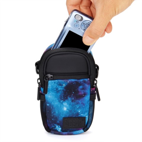 Compact Camera Bag with Waterproof Rain Cover , Belt Loop & Shoulder Strap Sling - Galaxy