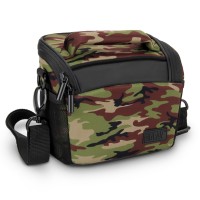 Durable Protective Bridge Camera Bag with Rain Cover & Adjustable Dividers - Camo Green