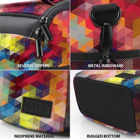 Durable Protective Bridge Camera Bag with Rain Cover & Adjustable Dividers - Geometric