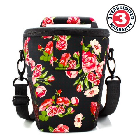 Portable DSLR Camera Case Bag with Top Loading accessibility - Floral