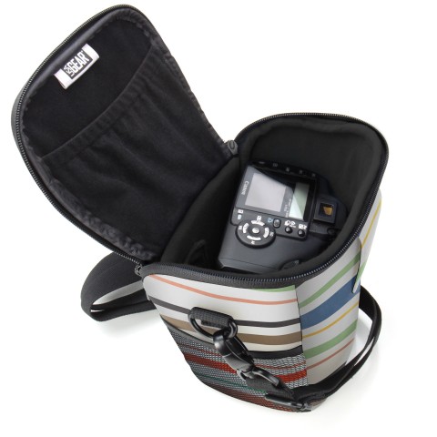 Portable DSLR Camera Case Bag with Top Loading accessibility - Striped
