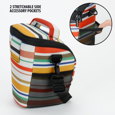 Portable DSLR Camera Case Bag with Top Loading accessibility - Striped