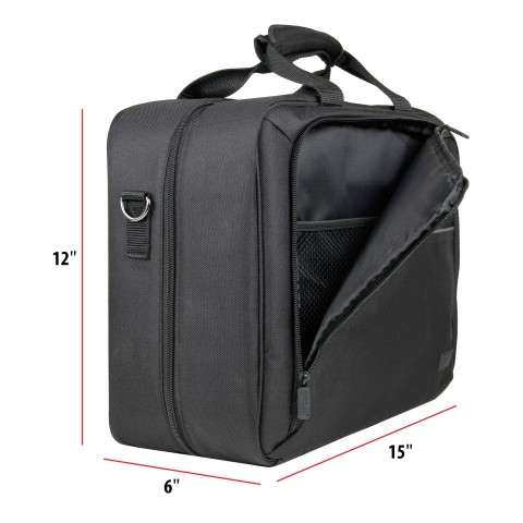 Projector Carrying Case with Shoulder Strap , Extra Storage & Custom Dividers - Black