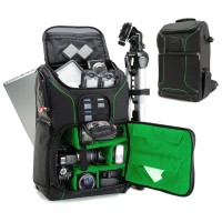 Digital SLR Camera Backpack with Laptop Compartment , Rain Cover , Lens Storage - Green