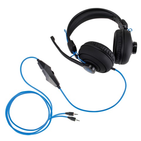 Stereo Gaming Headset with Over-Ear Headphones & Adjustable Mic - Black