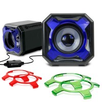 USB Computer Gaming Speakers with Interchangeable Grills & Powerful 5W Drivers - Single