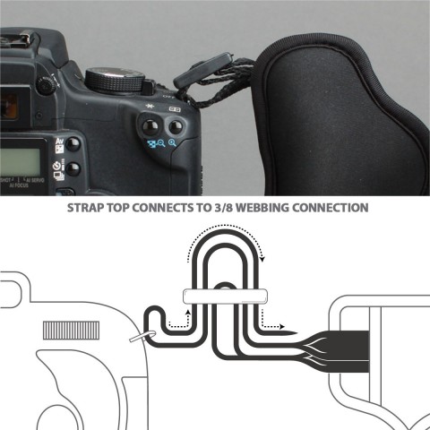 Stabilizing Neoprene Dual Grip Camera Strap with Metal Attachment by USA Gear - Black